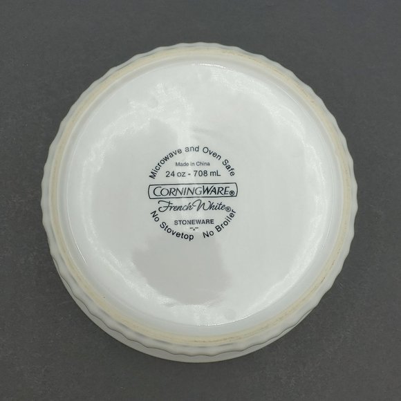 Corningware French White Ribbed Casseroles 15 Oz Oval Baker 24 Oz Round Baker - Picture 11 of 13